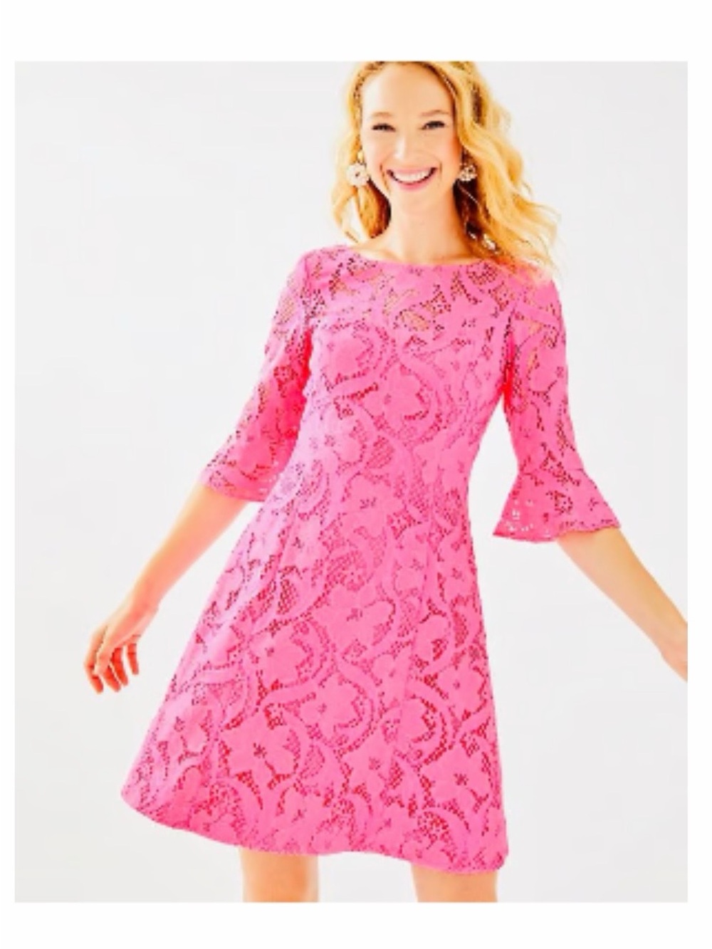 Lilly Pulitzer Pink Lace Fit/Flare Dress